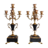 Pair of candelabra with 5 branches bronze and marble Napoleon III style