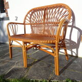 Rattan bench 80s