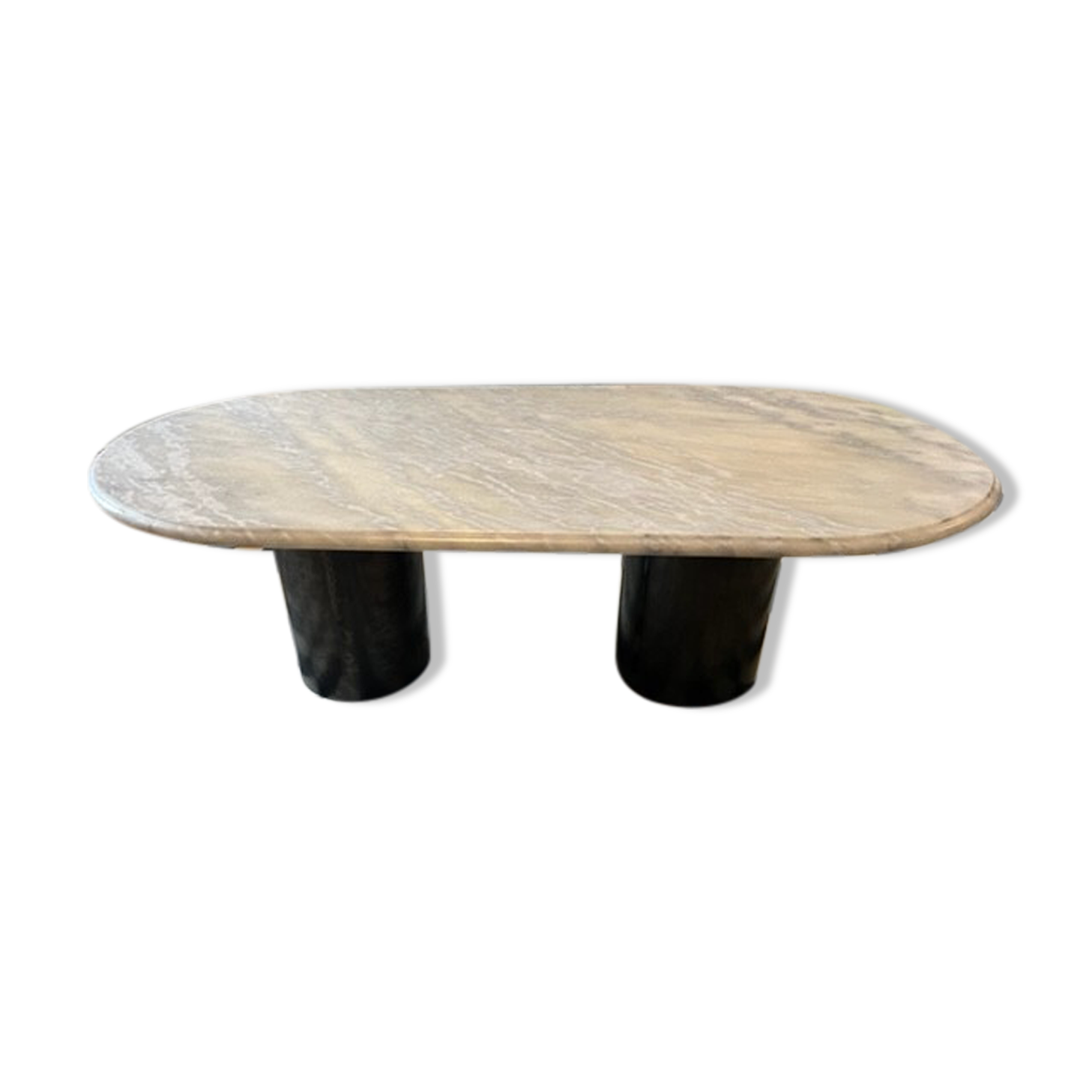Table basse en marbre gris et pieds acier