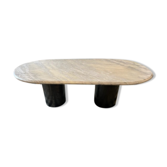 Grey marble coffee table and steel legs