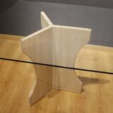 Travertine and glass dining table