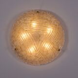 Ceiling lamp in brass & frosted glass