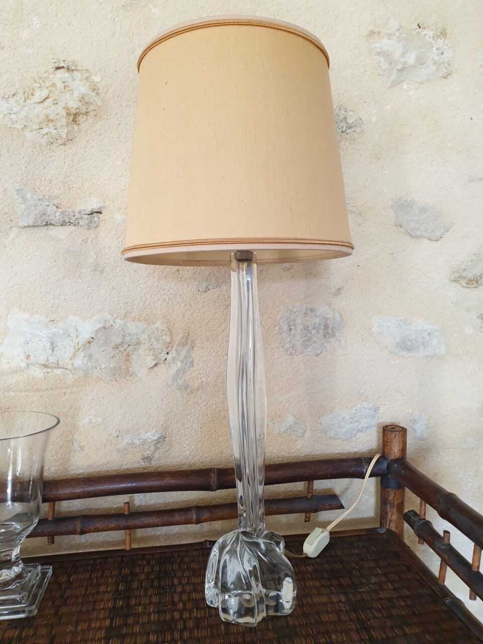 Crystal lamp signed Daum