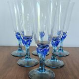 Luminarc champagne flutes from the 70s with blue stem