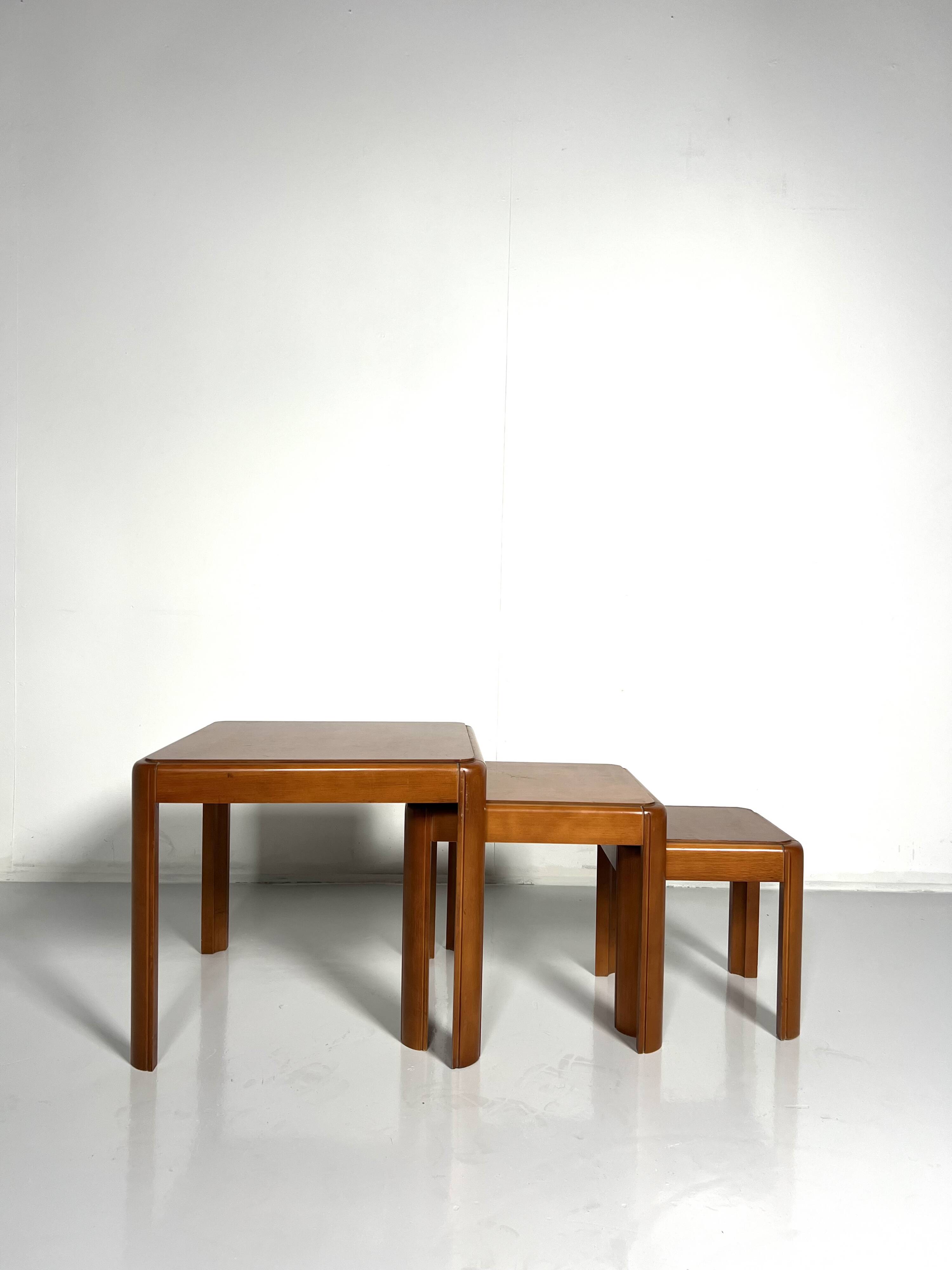Set of 3 Nesting Tables, Wood, Italy, 1960s