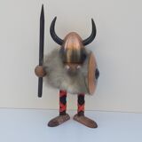 Scandinavian Viking teak and metal statue