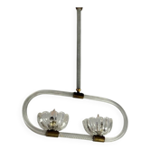 Lustre vénitien en verre de Murano deux points de lumière vers 1950