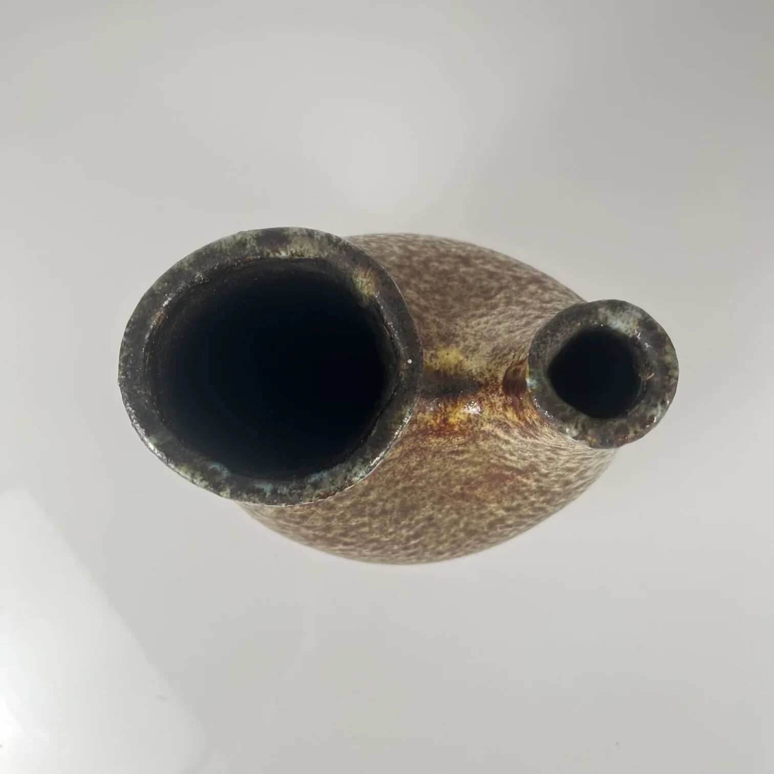 Double vase in the style of Accolay, speckled stoneware, 1960-70.