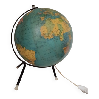 Lampe mappemonde globe terrestre années 50