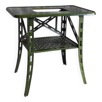 Green enameled cast iron side table - start. 20th century