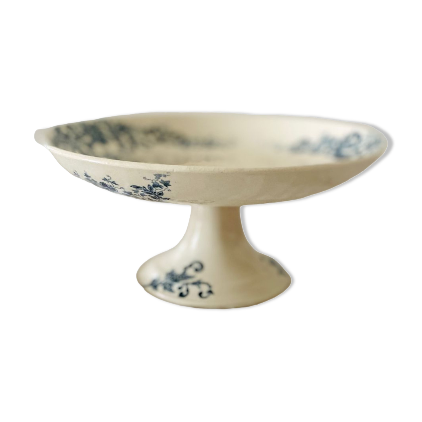 Serving dish with foot and old compotier in iron clay Sevigné HB & Cie