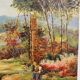 Oil painting on panel of a rural landscape, signed.