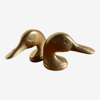 Duo of brass ducks