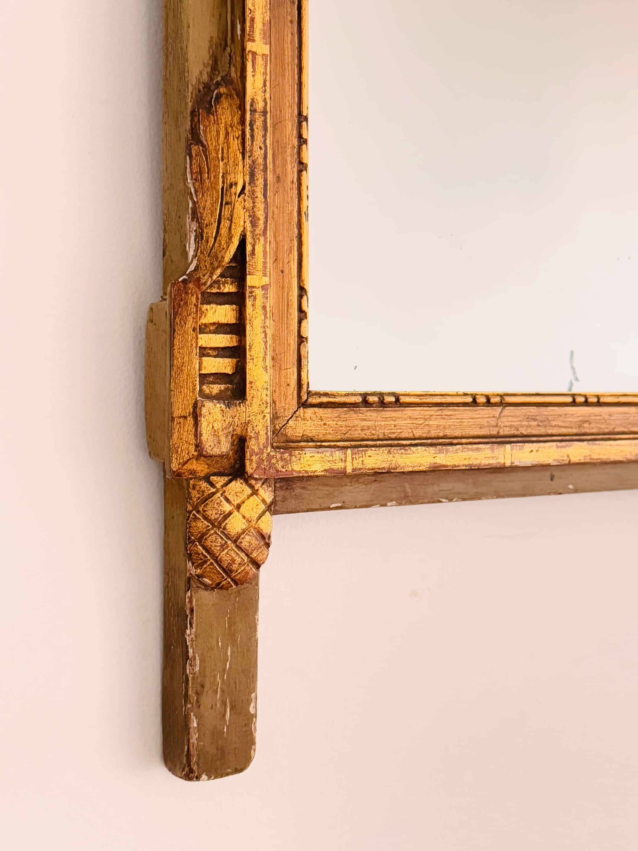 Louis XVI style giltwood pediment mirror