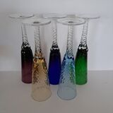 5 Murano champagne flutes
