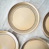 4 assiettes a dessert céramique atelier d'art sarreguemines, france 1970