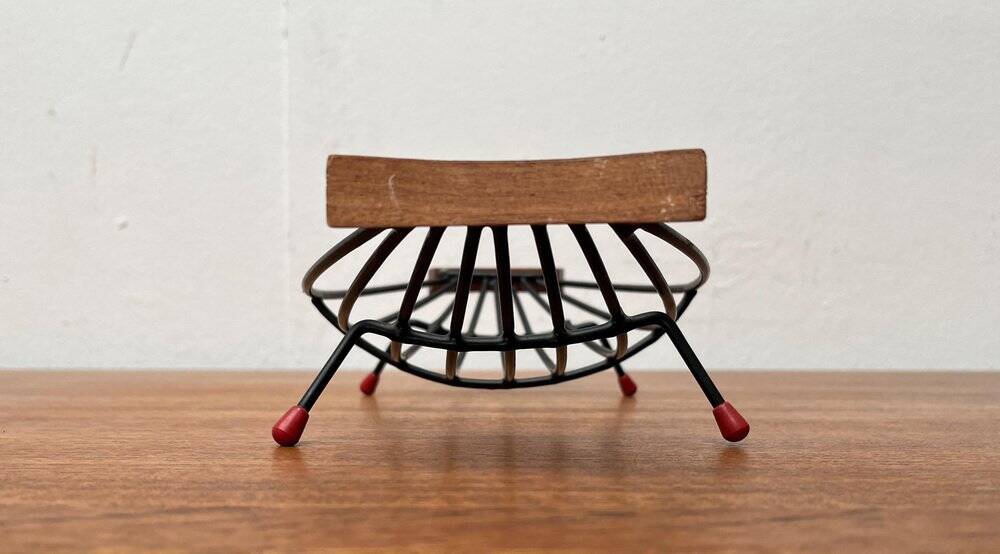 Mid-Century String Fruit Bowl with Teak Handle, 1960s