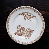 Onnaing ironstone dessert plate "Fleurs Jetées" brown