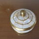 Round box in white mother-of-pearl and brass 60s 70s