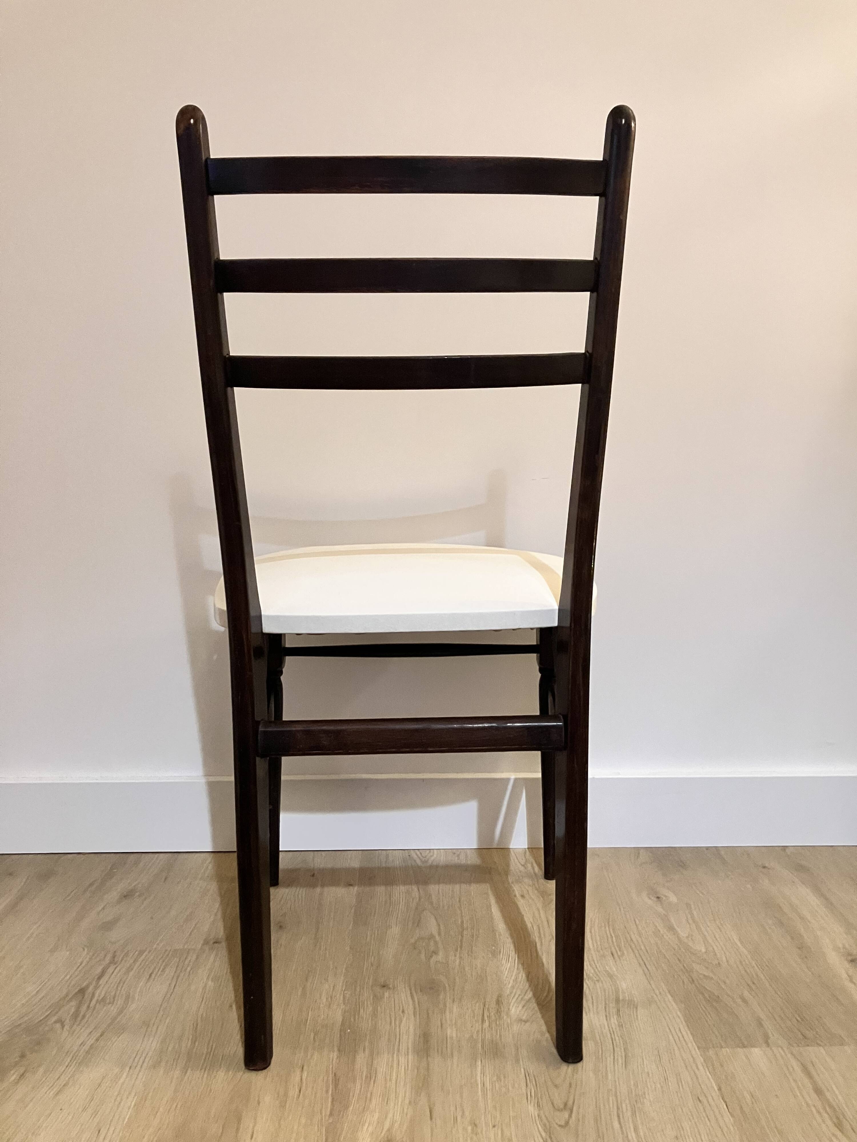 Lot de 5 chaises bois et Skaï blanc