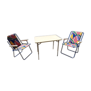 2 fauteuils et table de camping