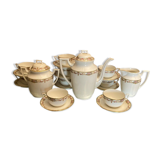 Limoges porcelain tea set Regency style signed Vignaud