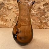 Antique Vintage Transparent Brown Blown Glass Vase