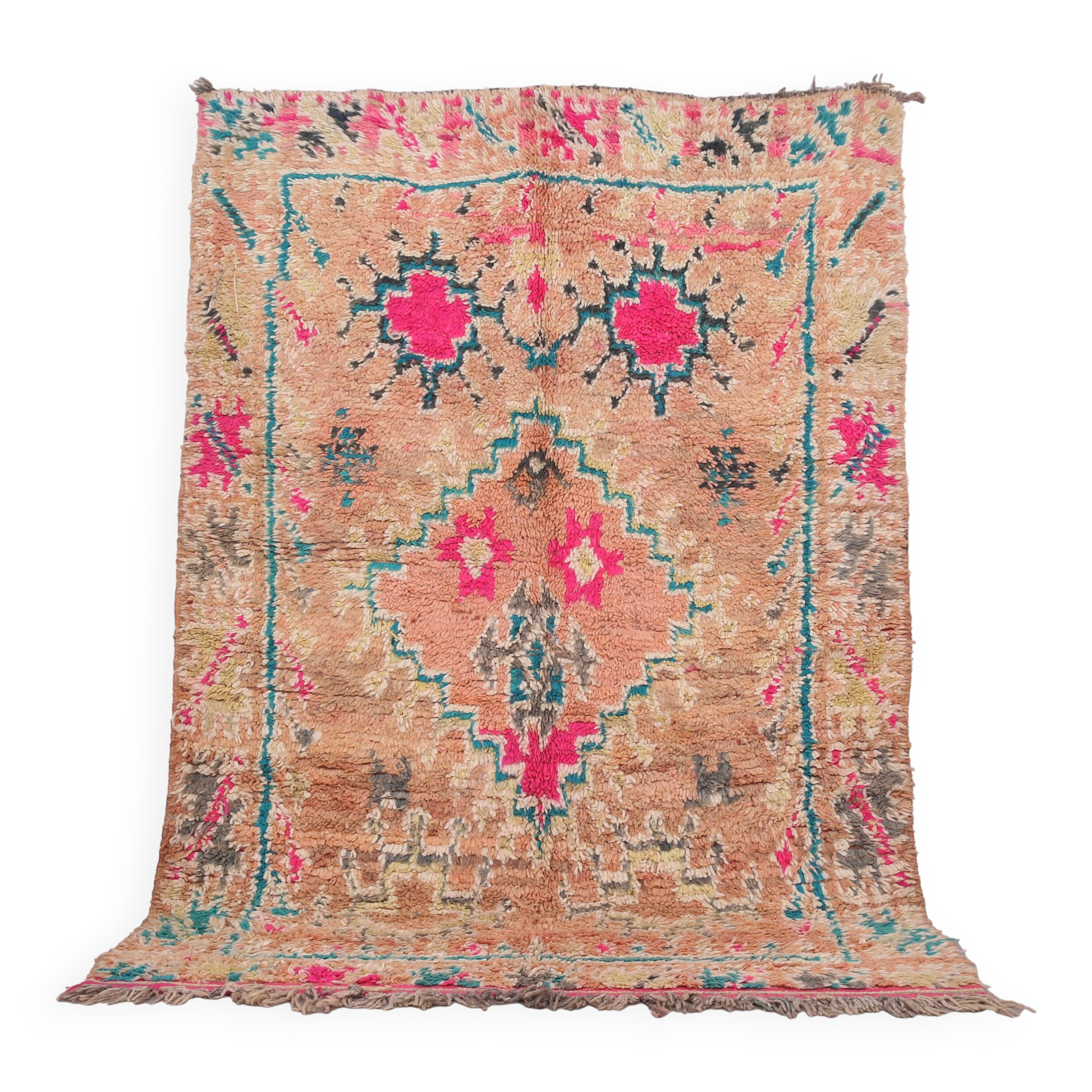 Tapis marocain vintage en laine colorée