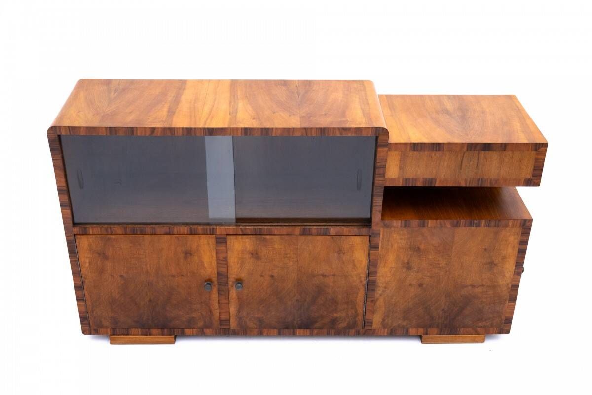 Art Deco-style sideboard, perfect as a TV stand, Poland, 1950s. Restored.