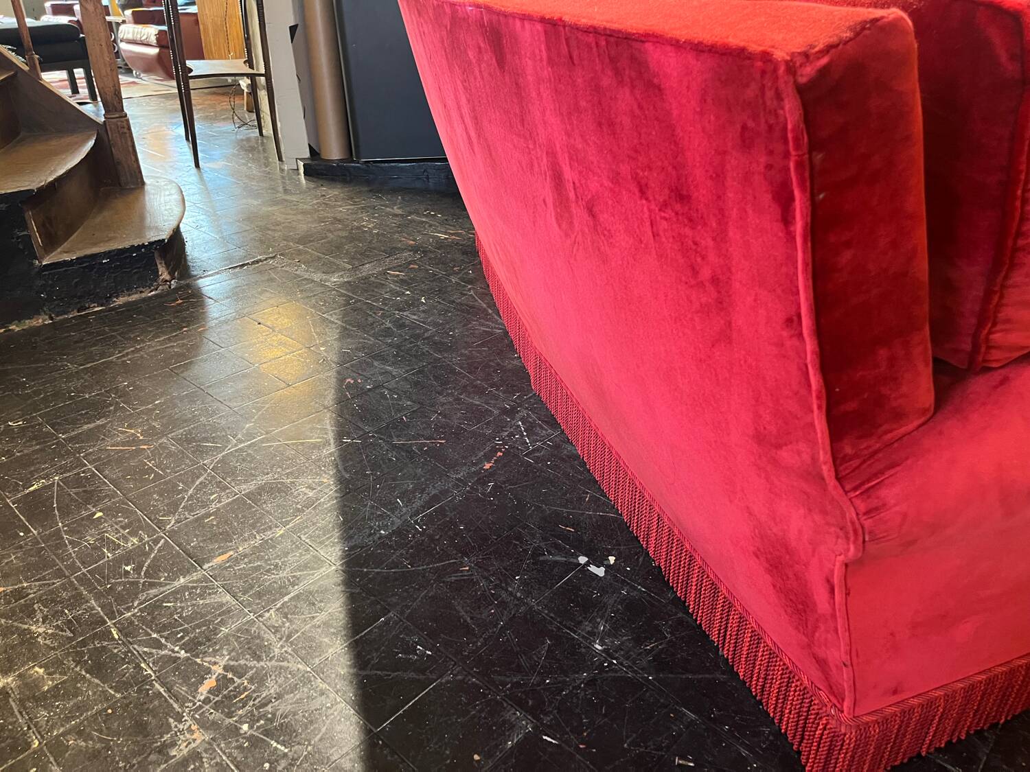 1970s velvet sofa