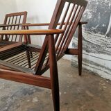 Pair of Scandinavian teak armchairs 1960