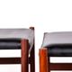 4 Tabourets Danois en teck et cuir noir modèle 40 par Hugo Farndsen 1960.