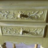 Pair of vintage carved wooden bedside tables.