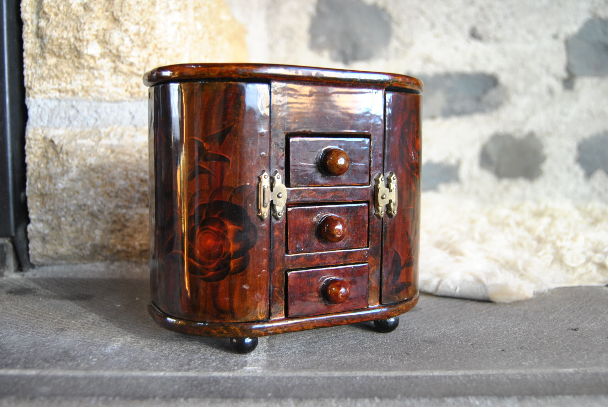 Woodworker's jewelry box mahogany tint 70s/80s