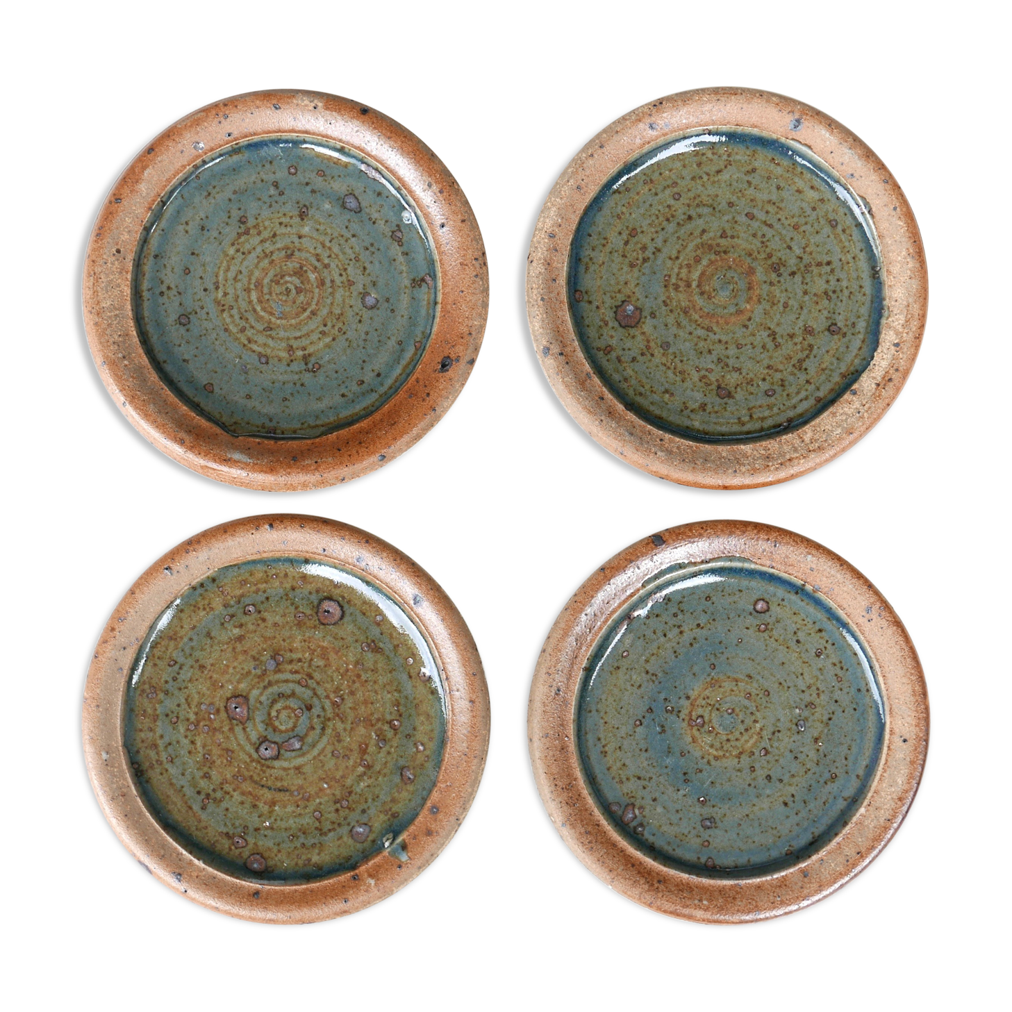 Set of 4 sandstone plates by Pierre Digan, 60s