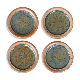 Set of 4 sandstone plates by Pierre Digan, 60s