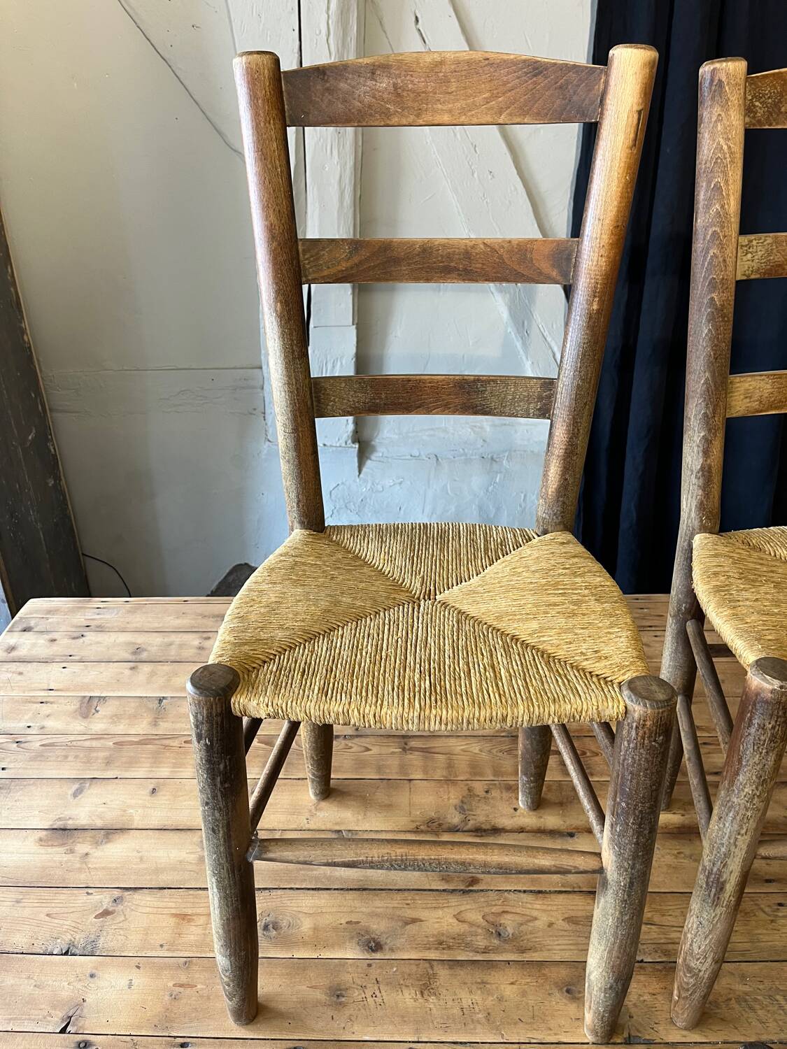 Lot of 6 straw chairs from the end of the 19th century