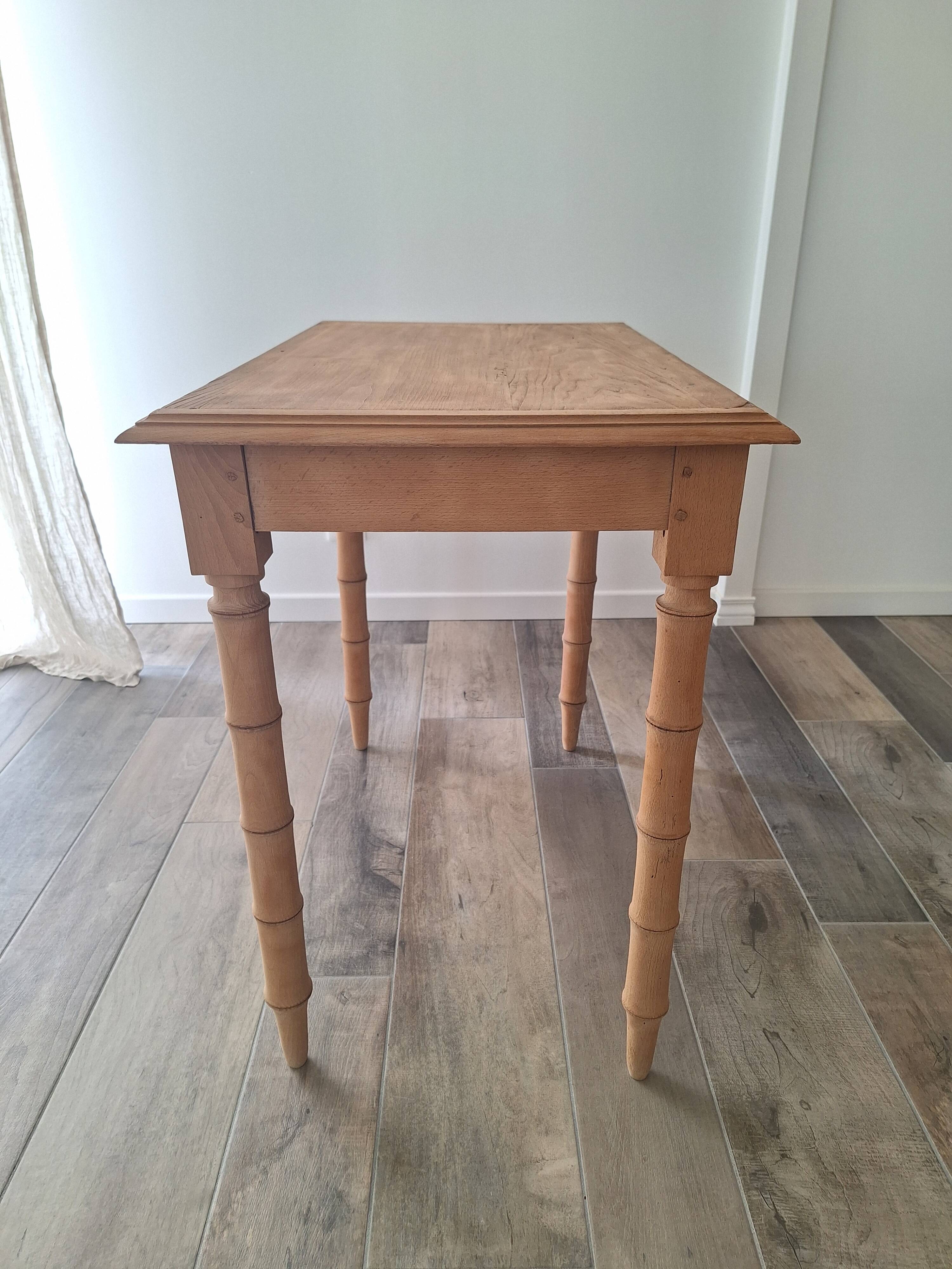 Old beech wood bureau/console/side table with bamboo legs.