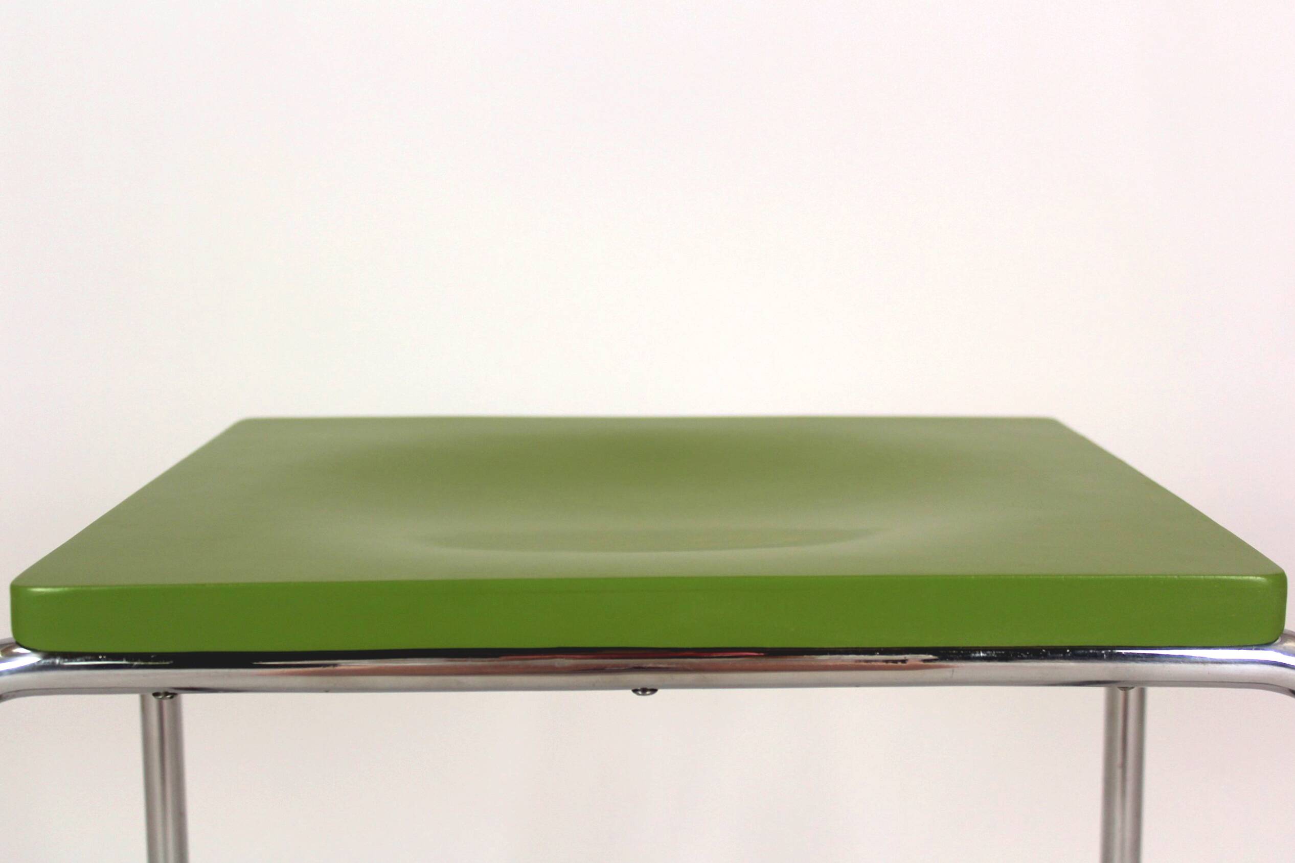 Restored Bauhaus Chromed Tubular Steel Stool from Slezak, 1930s