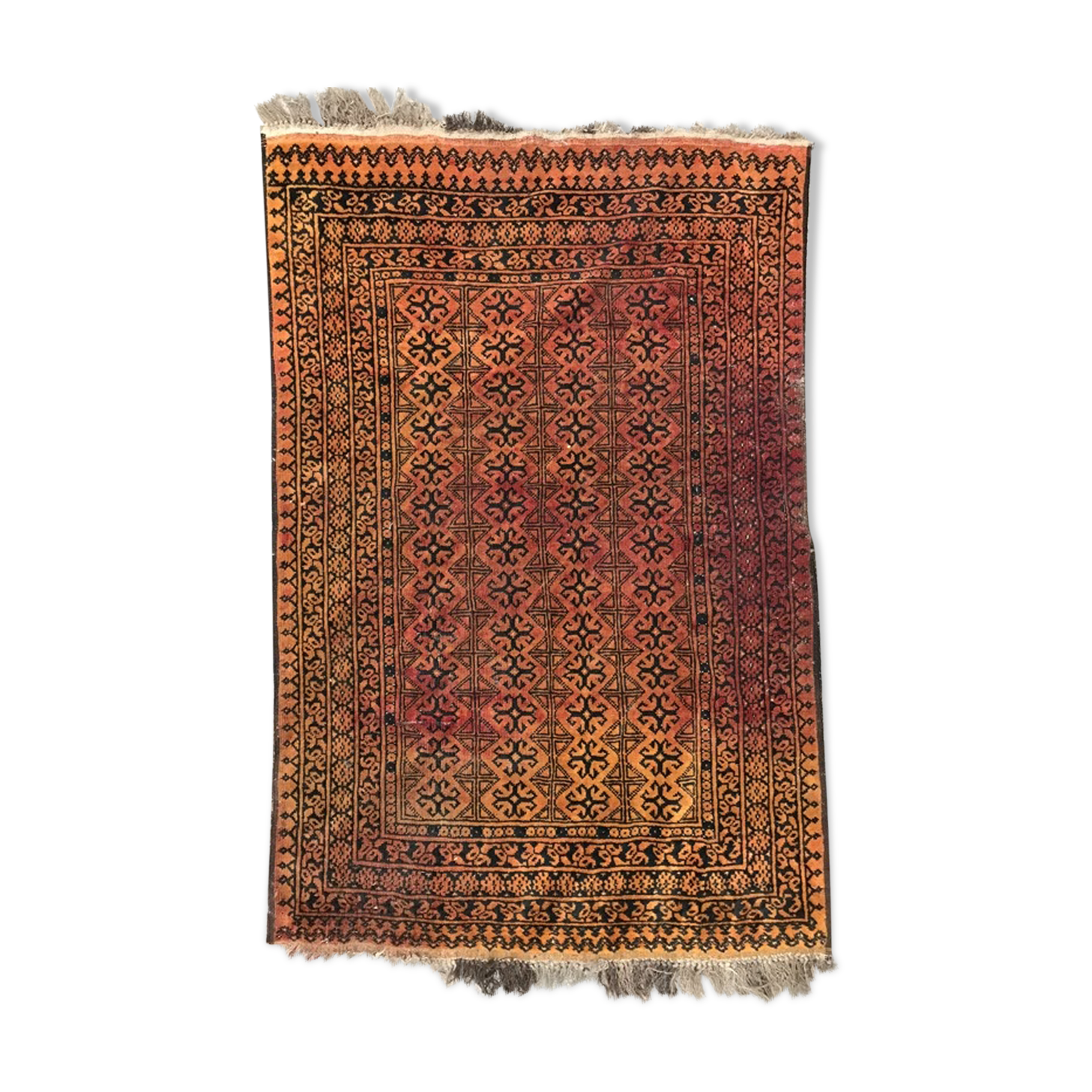 Carpet vintage made afghan turkmen hand 105 x 152 cm