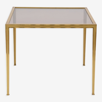 Golden mid-century modern square brass coffee table by vereinigte werkstätten