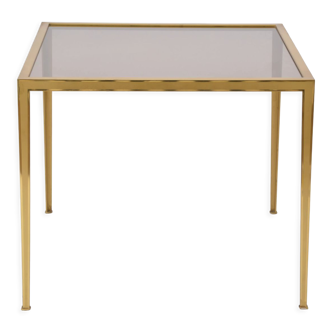 Golden mid-century modern square brass coffee table by vereinigte werkstätten