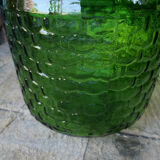 Dame jeanne verre recycle facon panier vert sapin