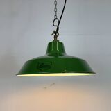Industrial Green Enamel Factory Pendant Lamp from Revo, 1950s