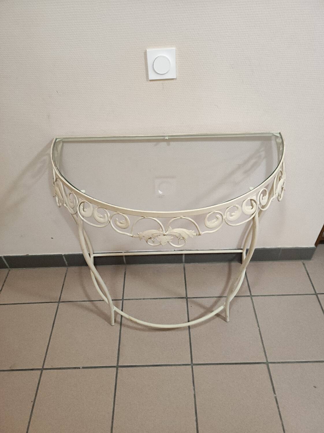 Wrought iron half-moon console