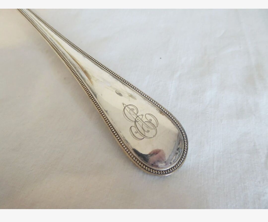 Silver metal ladle Christofle model pearls
