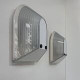 Pair of Tesi wall lights by Roberto Fiorato, Prisma, frosted glass Italy 1980