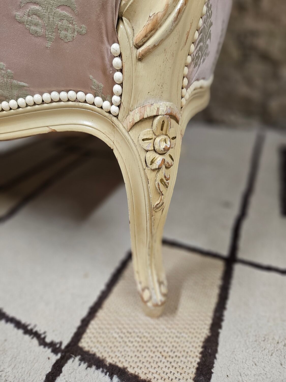 Pair of 1960s silk bergère armchairs