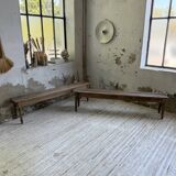 Pair of 1950 benches with oak and beech slats