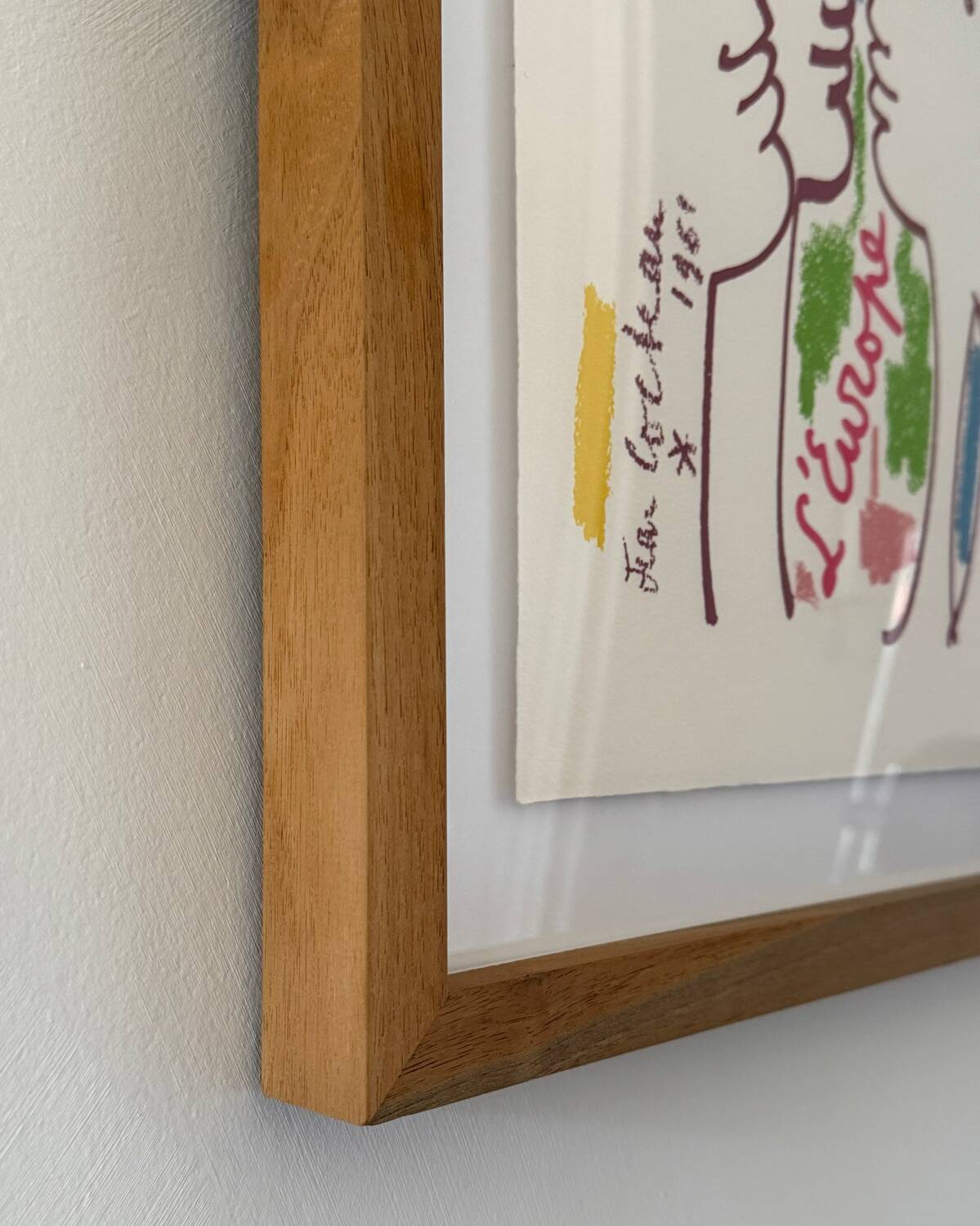 Lithographie signée et encadrée de Jean Cocteau « L’Europe notre patrie »